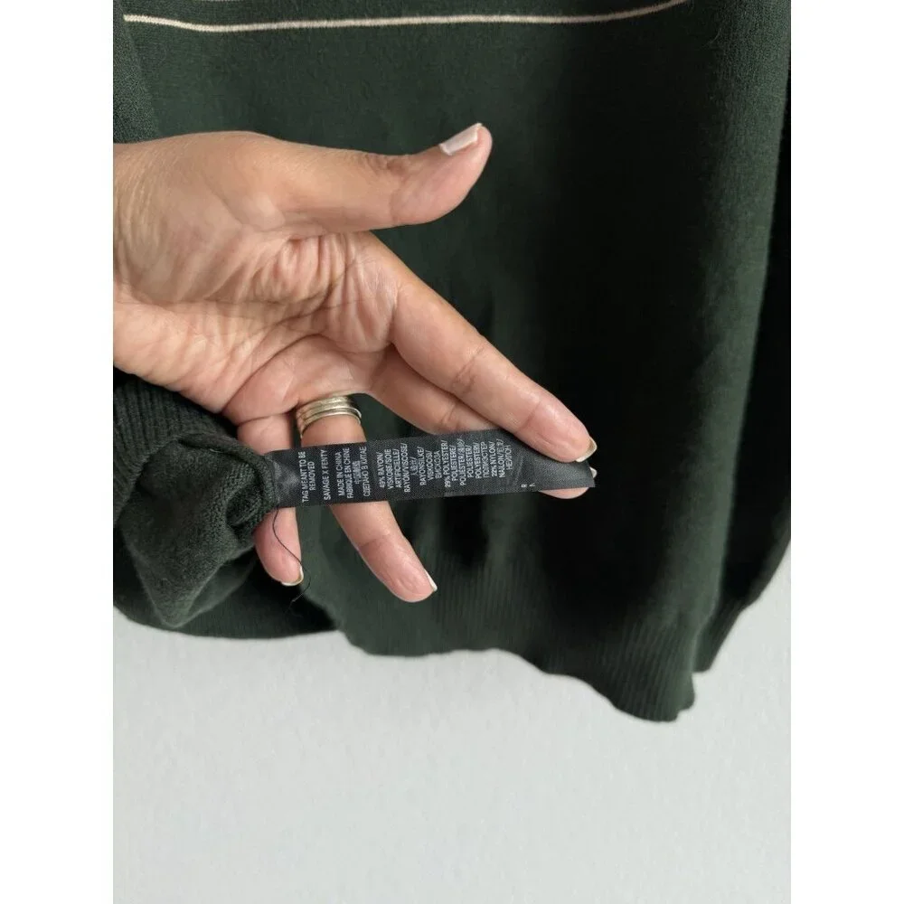 Savage X Fenty Lit Leisure Knit Green Shade Striped Sweater Size 2X Unisex‎